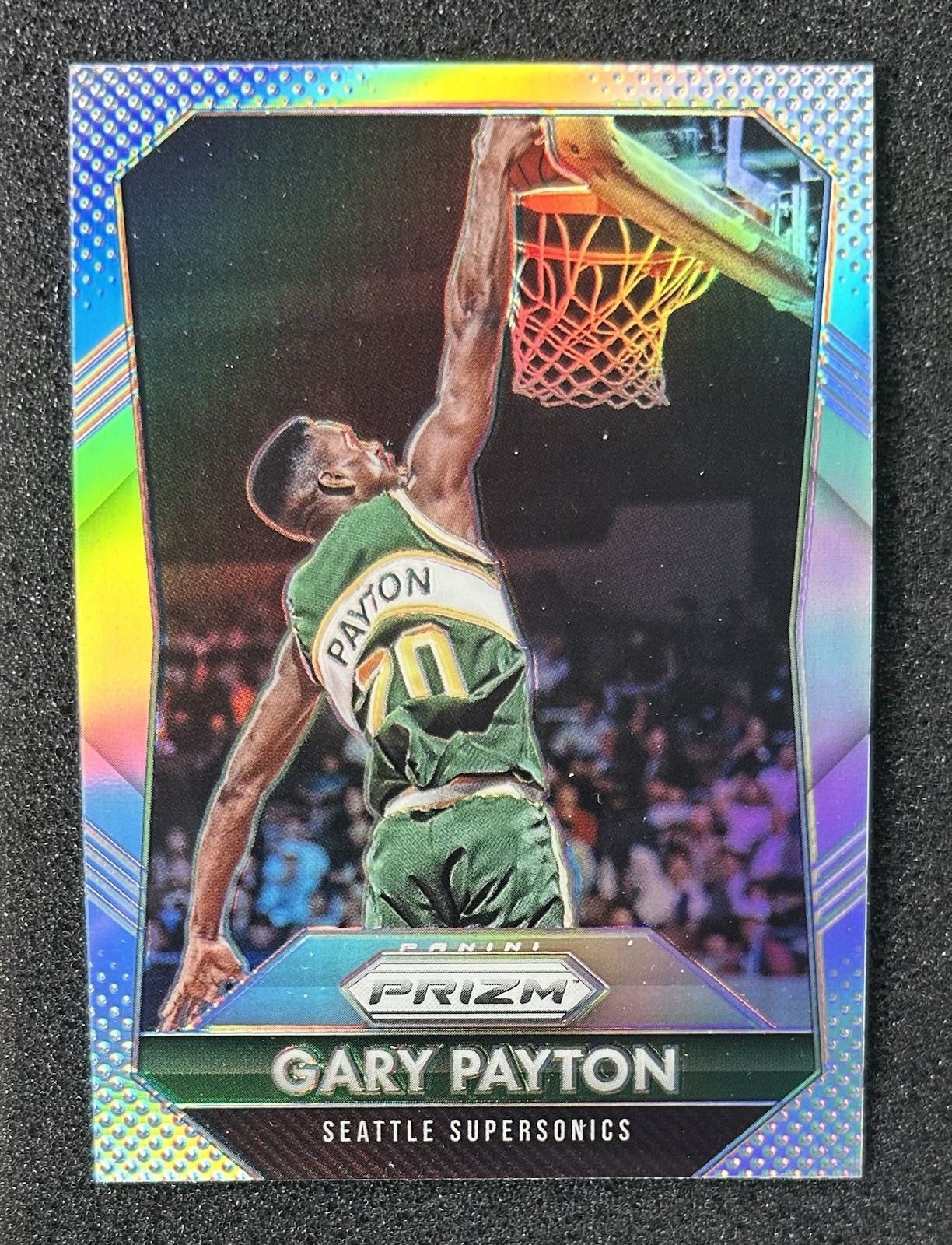 2015-16 Panini Prizm Silver Prizm Gary Payton #285 Sonics HOF SP