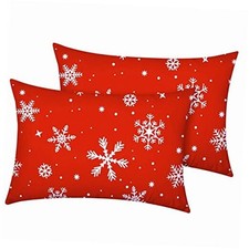 Christmas Pillow Cases Queen Size Set of 30" x 20" Pack of 2 19 Snowflakes