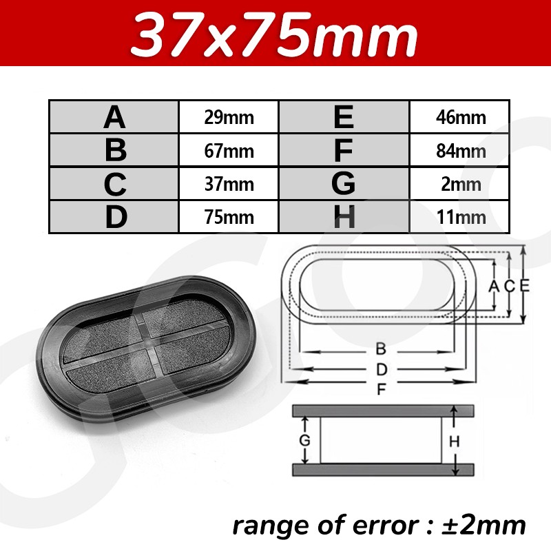 Oval Blanking Rubber Grommet Firewall Blind Hole Plug Electrical Wiring Gasket