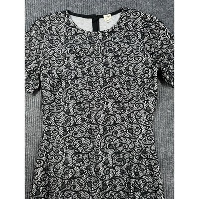 Wilfred Dress Womens Medium Black White Lace Sheath Short Sleeve Whimsy Elegant