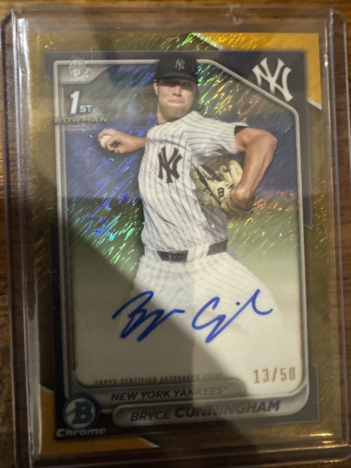 2024 Bowman Draft Chrome Bryce Cunningham Gold Shimmer 1st Auto 13/50