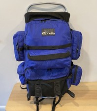 Vtg 1994 Jansport 65L External Frame Blue Camping Backpack Hip Wings Made in USA