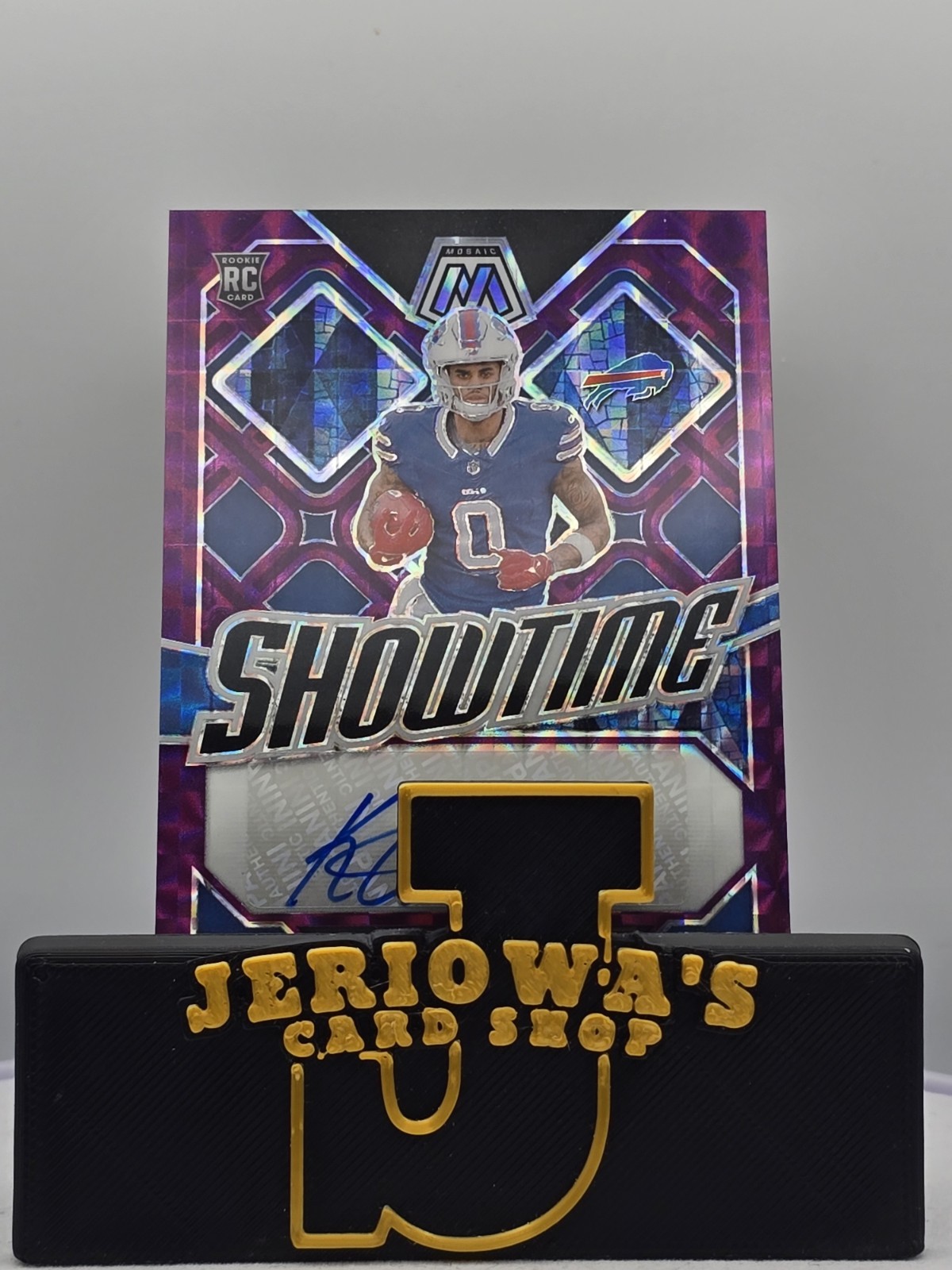 2024 Panini Mosaic Showtime Signatures Purple Bills Keon Coleman /49 (RC,AU)