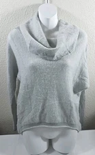 Saks Fifth Avenue 100% Cashmere Cowl Neck Sweater Womens Medium Lightweight Grey