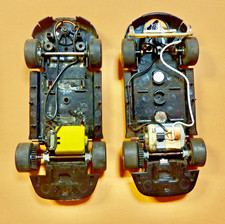 TWO 1:32 SCALEXTRIC PORSCHE 911 COMPLETE SLOT CAR CHASSIS - ONE w/ LIGHTS