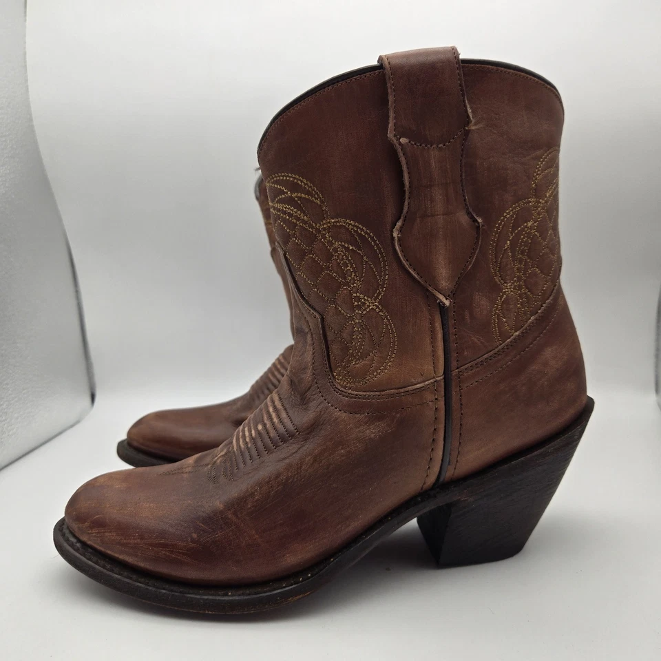 Bota de cuero roja oxidada Laredo Della para mujer talla 9 M vaquera occidental rasguños rústicos Foto 2 de 4