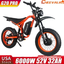 6000W Dual Motor 20 inch Electric Bicycle 52V 32AH Adults E-Mountain bike 60MPH