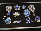 Gorgeous 11 Pieces Of Blue Color Costume Jewelry Brooches Pins Jewelry Lot