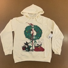 Disney Tim Burton's The Nightmare Before Christmas Womens Small Cream Hoodie NWT
