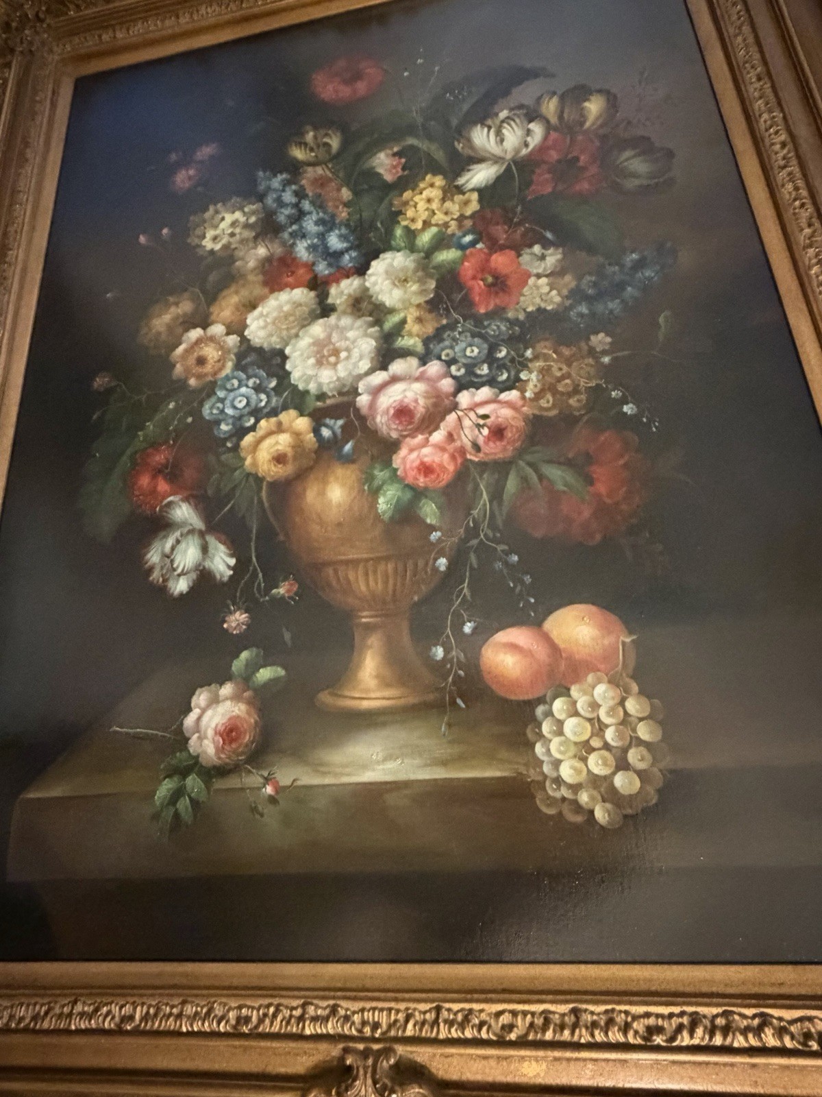 Antique Vintage Original Large Floral Still Life Oil Painting Signed By ...
