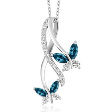 1.49 Cttw London Blue Topaz Butterfly Pendant...
