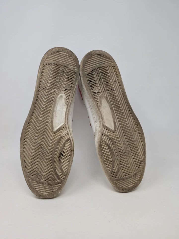 (Hombre 101/2) VERDADERO VINTAGE AÑOS 70 U 80 Cuero Alto Zapato de Baloncesto Rojo Blanco Foto 4 de 4