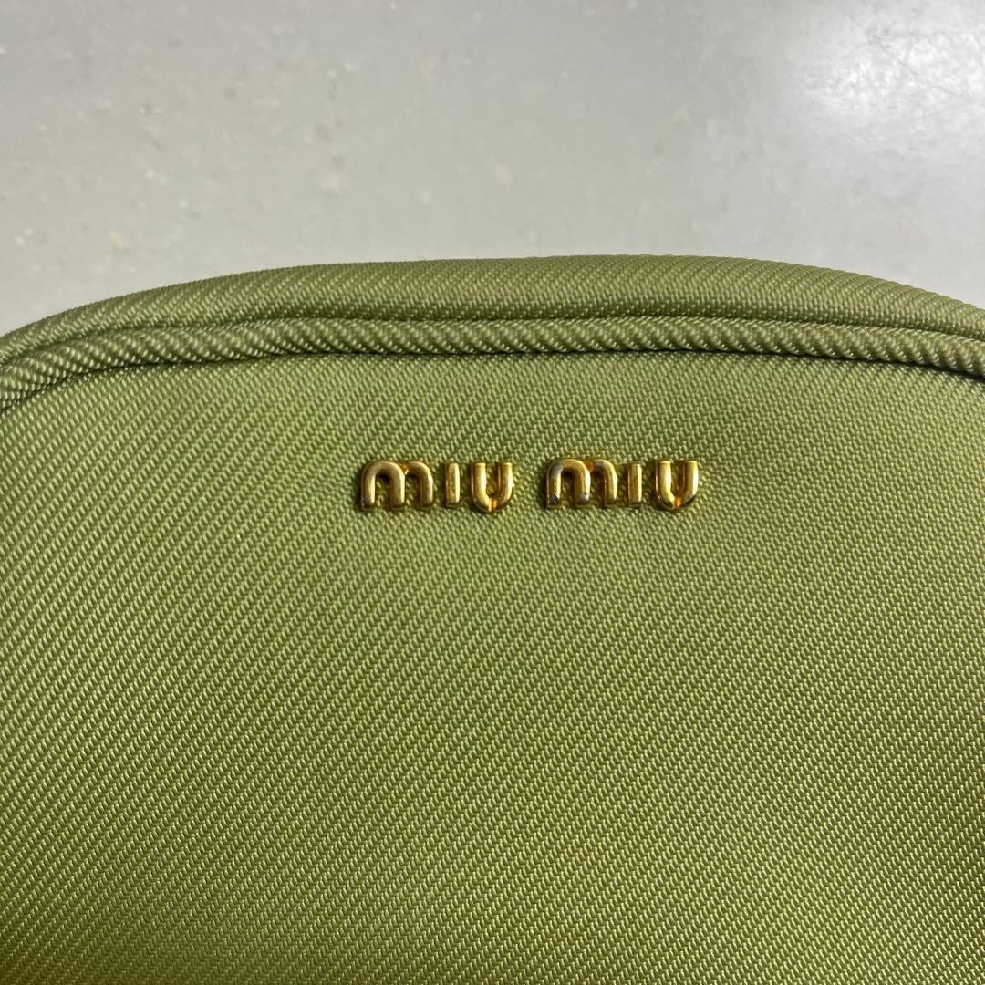 MIU MIU Canvas Leather Mini Pouch Green | eBay