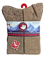 Canada Weather Gear 6-Pair Men’s Moisture Wicking Boot Socks Brown Size 6-12