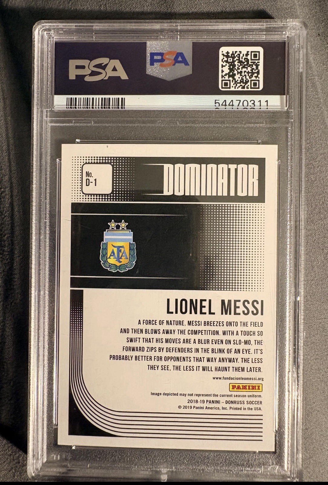 2018 Panini Donruss Lionel Messi DOMINATOR GOLD /75 #D1 PSA 10 GEM MINT🔥 view 2