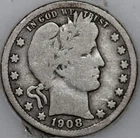 1908-O Barber Quarter 90% Silver, 100+ years Old As Shown [SN02]