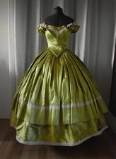 Victoriano Verde Vestido de Baile Hombro Descubierto Princesa Vestido de Boda Guerra Civil Sur