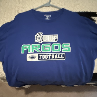 #ad Champion UWF Argos Football Graphic Tee Men#x27;s XL Blue Short Sleeve Crew $14.99