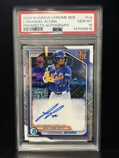 Luisangel Acuna 2024 Bowman Chrome Mega Box Prospects Auto PSA 10 - ROOKIE AUTO