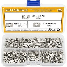 Sutemribor 160 Pieces 2020 Series T Nuts, M3 M4 M5 T Slot Nut Hammer Head Fasten