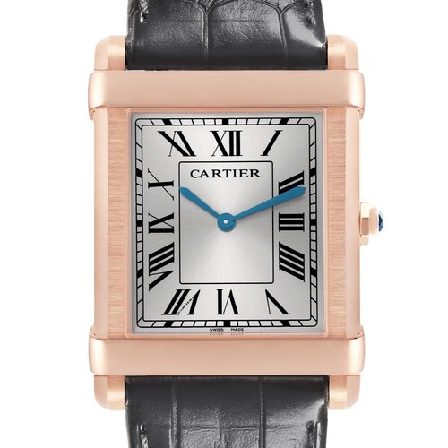 Cartier Tank Chinoise Rose Gold Gray Dial Mens Watch WGTA0075 Box Card
