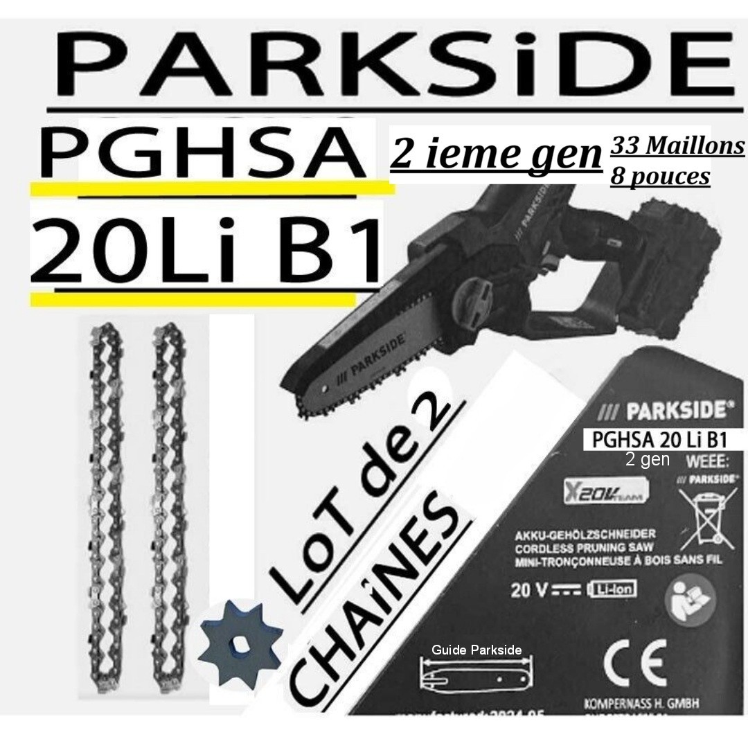 Chaînes pour mini tronçonneuse Parkside PGHSA 20-Li B1 pour élaguer le jardin
