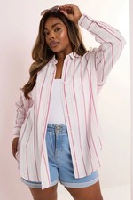 YOURS Curve - Pink Stripe Linen Shirt - Size 22/24 - BNWT - RRP £26.99