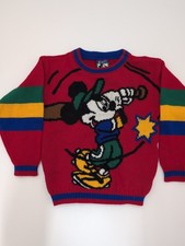 Vintage Mickey Mouse Acrylic Sweater Size M6 Primary Colors Baseball Disney