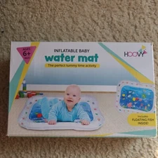 Hoovy Inflatable Play Water Mat w Floating Fish Ages 6+ Months Activity Center