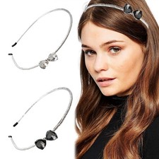 2 PCS Fashion Rhinestone Headband with Bow Crystal Wedding Hair Accessory