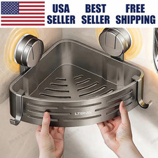 Corner Shower Caddy Suction Cup No Drill Stainless Steel Bathroom Organizer