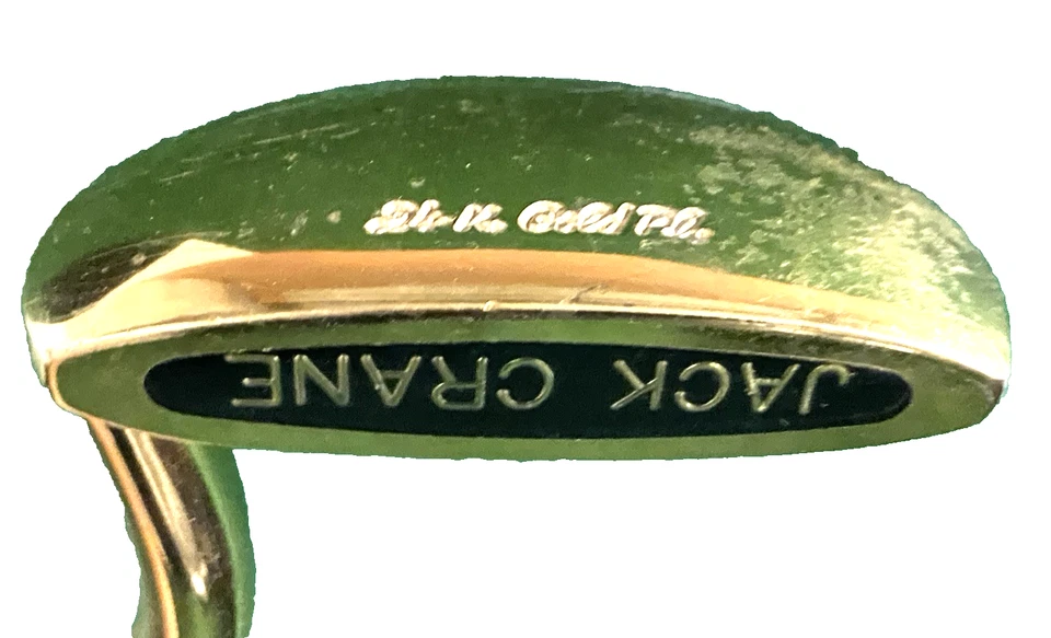 Grúa Jack enchapada en oro 24k conmemorativa Mid-Mallet Putter 35 agarre de cuero diestro alto Foto 3 de 4