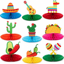 9 Pcs Mexican Fiesta Party Table Honeycomb Centerpiece Decoration