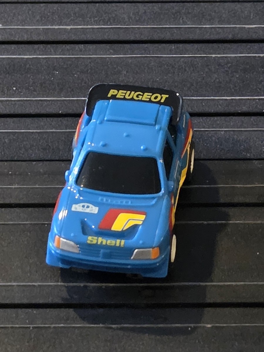 TOMY AFX Turbo PEUGEOT 205, Blue #2 HO Slot Car - RARE Japanese