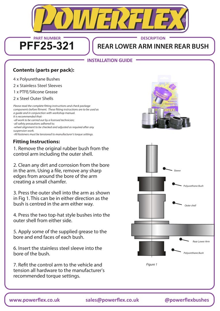 PFR25-321-14BLK Powerflex Black Rear Lower Arm Inner Rear Bushes 14mm