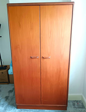 Younger Wooden 2 Door Wardrobe Hanging Rail Shelves 2 Drawers Brown 175cm