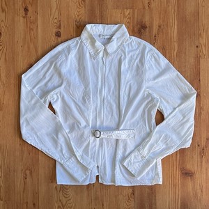 Chemisier Vintage Anne Fontaine Paris - Blanc En Coton, Taille 3 (40/42) - Made In France