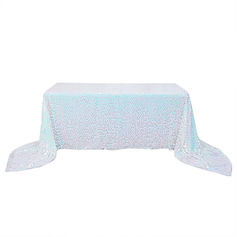 Iridescent Blue Rectangular 90x156" Large Payette Sequin Tablecloth Catering - Image 4 of 4