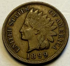 1899  Indian Head Cent Lustrous  High Grade With 3 + Diamonds