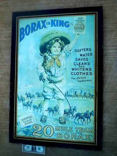 Copyright 1905 tin sign "BORAX IS KING 20 MULE TEAM BORAX" -34.5 by 23.25 inches