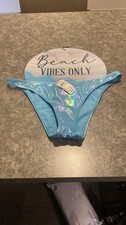NWT American Eagle Aerie Baby Blue Holographic Prism Bikini Bottoms L