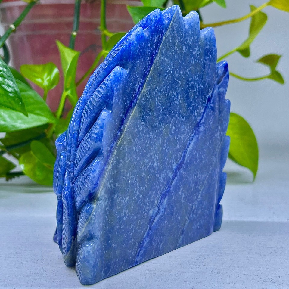 2.54LB High quality dreamy blue Dongling handmade carved skull ...