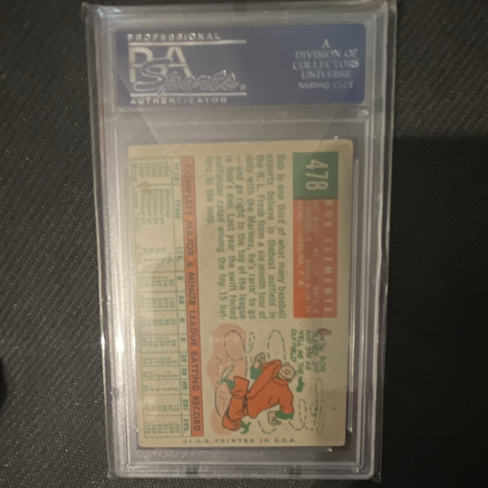 1959 Topps - Roberto Clemente #478 Bob on Card view 2
