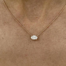 Handmade 14k Rose Gold GH/SI 1Ct Oval Natural Diamond Solitaire Pendant 18" DGLA