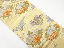 7407410: JAPANESE KIMONO JAPANESE FUKURO OBI / WOVEN FLORAL PLANTS