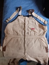 Dickies Overalls Mens Small Tan approx 42 w/25" inseam Canvas Bib preowned