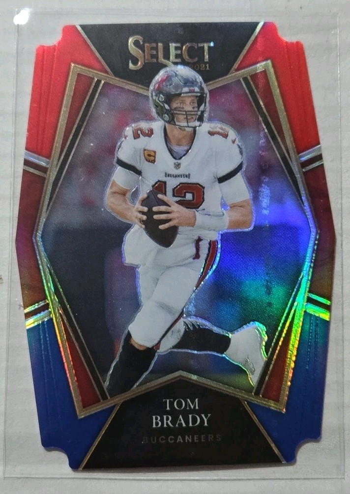 2021 Select Tom Brady Red & Blue Prizm Die Cut Premier Level #101 Buccaneers