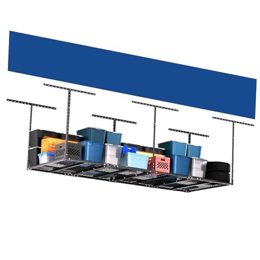 3x8FT Overhead Garage Storage Rack, Heavy Duty Metal Garage 3 x 8 Feet Black