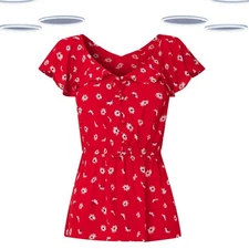 Ex Joe Browns Women's Short Sleeve Fun And Flirty Top in Red