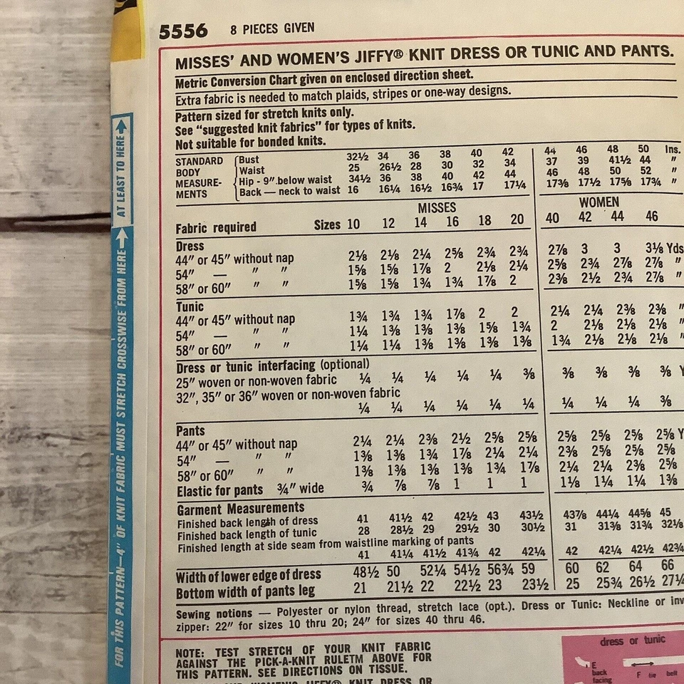 Simplicity 5556 Sewing Pattern Dress Tunic Top Wide Leg Pants Misses Sz 12 UNCUT - Image 3 of 4